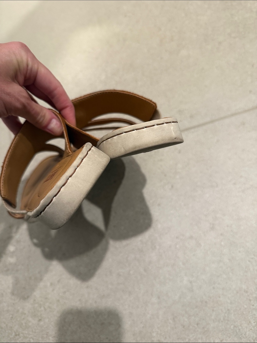 Born Tan Leather Triple-Strap Slide Sandals 8 - Picture 7 of 8